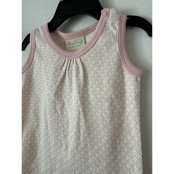 NWT Sapling Pink Geo Print 100% Organic Cotton Sleeveless Baby Tank Top Sz 6-12m - Picture 3 of 5